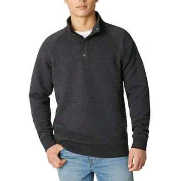 Eddie Bauer Men's Quilted Quarter Snap Gray Shirt Pull Over, Large NWT - Picture 1 of 4